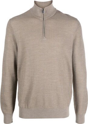 Stand-Up Collar Zip-Up Jumper