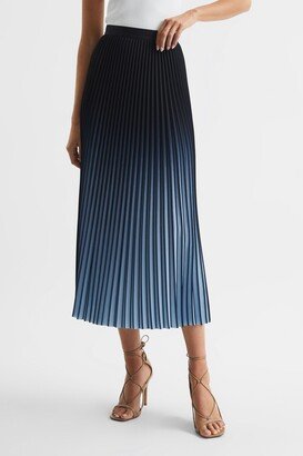 Bright Ombre Pleated Midi Skirt