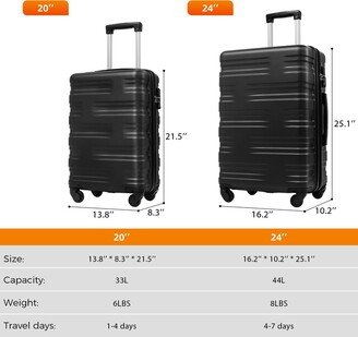 Sunmory Expanable Spinner Wheel 2 Piece Luggage Set ABS Lightweight Suitcase with TSA Lock 20inch+28inch