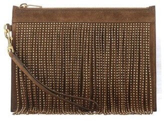 Embellished Suede Clutch Bag