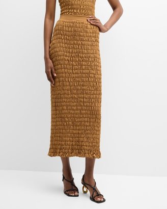 Emla Shirred Midi Skirt