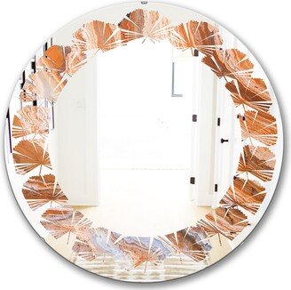 Designart 'Marbled Geode 2' Printed Modern Round or Oval Wall Mirror - Leaves
