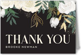 Wedding Thank You Cards: Lovely Greenery Thank You Card, Black, 3X5, Matte, Folded Smooth Cardstock