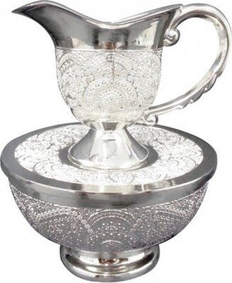 Netilat Yadayim Wash Cup & Matching Bowl, Mayim Achronim, Stainless Steel100% Kosher Hand Ceremony., Made in Israel. Judaica Gift-AC