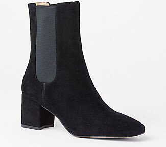 Block Heel Suede Chelsea Booties