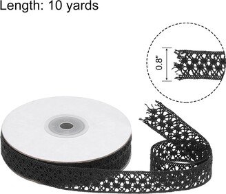 Unique Bargains Set of 2 Lace Ribbon 10 Yards Per Roll 0.8 Inch Lace Flower Trim - Black,Beige