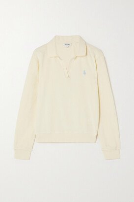 Embroidered Cotton-terry Polo Sweatshirt - Cream