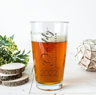 Father's Day Pint Glass For New Dad | Personalized Groom Beer Etched Glass, Free Shipping Available, Custom Engraved