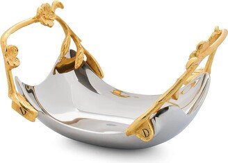 Cheer Collection Berkware Shiny Stainless Steel Serving Bowl with Gold Decorative Handles