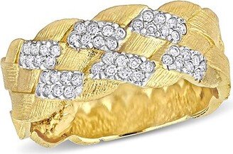 14K 0.24 Ct. Tw. Diamond Studded Basketweave Ring