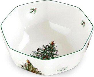 Christmas Tree Octagonal Bowl, 8 Inch Serving Bowl for Salad, Fruit, Pasta and Side Dishes