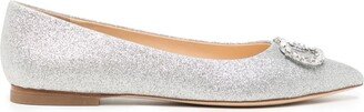 Dee Ocleppo Ballerina glitter-detail leather flats