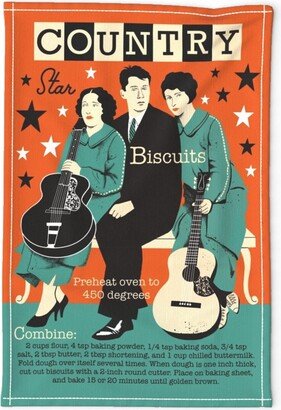 Biscuit Baking Tea Towel - Country Star Biscuits By Ruby Ritz Americana Music Kitchen Linen Cotton Canvas Spoonflower