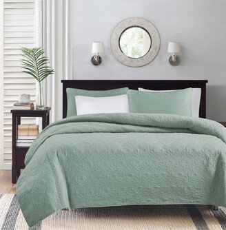 Gracie Mills Quebec 3 Piece Coverlet Set, Seafoam - Full/Queen