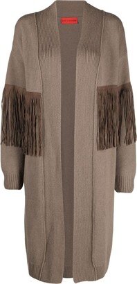 Wild Cashmere Fringe-Detail Fisherman's-Knit Cardi-Coat