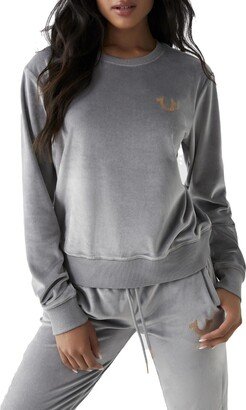 Womens Velvet Graphic Pullover Sweater