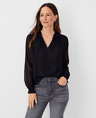 Ruffle Split Neck Top