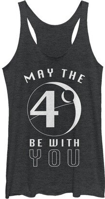 Women' Star War Death Star May The 4th Be With You Racerback Tank Top - Black Heather - Large