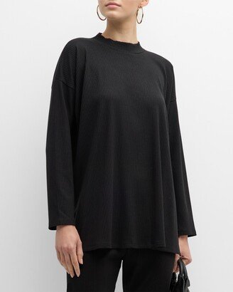 Missy Mock-Neck Stretch Rib-Knit Top