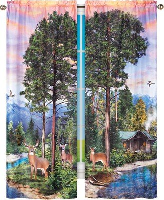 Collections Etc Idyllic Cabin Scene 2-Piece Curtain Panels Set