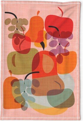 Mid Century Modern Tea Towel - Autumn Fruit Bowl By Mirimo Design Retro Inspired Atomic Era Linen Cotton Canvas Spoonflower