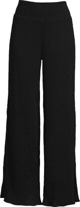 Women's Plus Size Cotton Gauze Swim Cover-up Pants - - Black