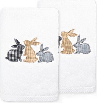 2pc Bunny Row Hand Towel Set