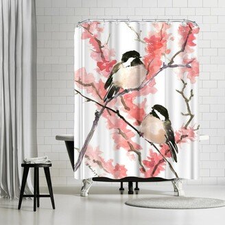 71 x 74 Shower Curtain, Chickadees 2 by Suren Nersisyan