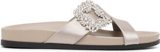 Chilanghi grey satin flat sandals