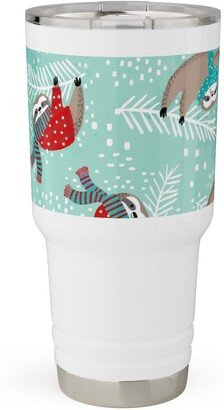 Travel Mugs: Snowy Sloths - Multi Travel Tumbler, 30Oz, Multicolor