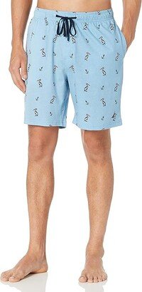 Men's Soft Knit 100% Cotton Elastic Waistband Sleep Lounge Short (Porthole Blue) Men's Pajama