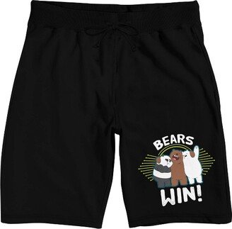 Warner Bros. We Bare Bears Bears Win Men's Black Sleep Pajama Shorts-XL