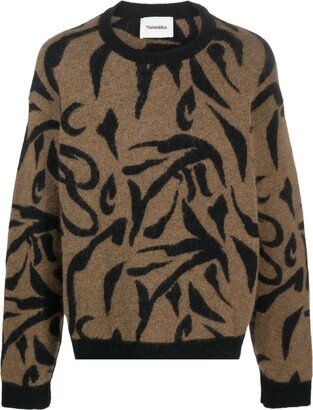 Abstract-Print Crew-Neck Jumper