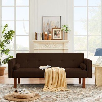 Modern Futon Sofa Bed with Solid Wood Legs