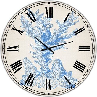 Designart Blue Coral 1 Oversized Nautical & Coastal Wall Clock - 36 x 36