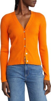 Beau V-Neck Rib Cotton & Silk Blend Cardigan