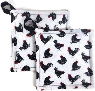 Chicken Potholder Hot Pad Set With Hanging Loop