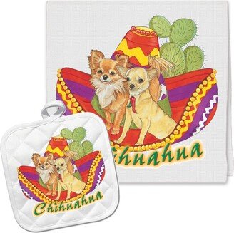 Chihuahua Kitchen Dish Towel & Pot Holder Gift Set-AB