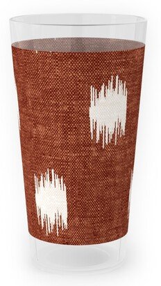 Outdoor Pint Glasses: Ikat Polka Dots - Rust Outdoor Pint Glass, Red