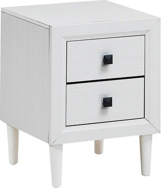 Nightstand End Table Wooden Leg With Storage Drawers White