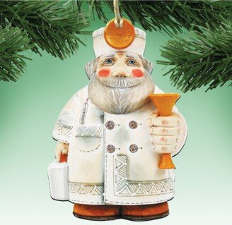 Doctor Santa Wooden Christmas Ornament Set of 2