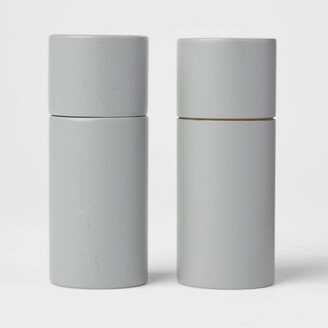 2pc Acacia Round Salt and Pepper Grinder Set Beige