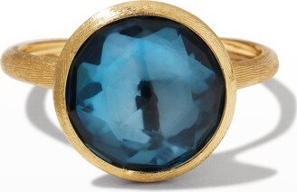 Jaipur 18K Faceted Round London Blue Topaz Ring, Size 7