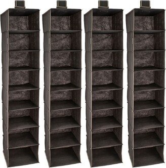 3145400 8 Shelf Cubby Wire Frame Hanging Closet Nonwoven Fabric Bedroom Bathroom Kitchen Garage Storage Organizer, Brown (4 Pack)