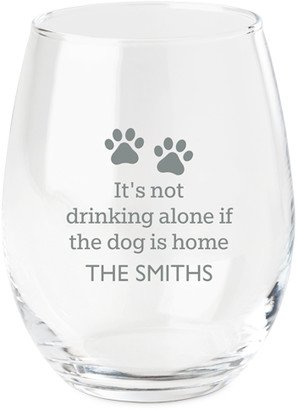 Stemless Wine Glasses: Drinking With Dog Wine Glass, Etched Wine, White