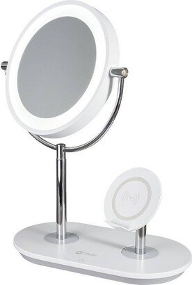 Makeup Mirror with Qi Charging Stand White (Includes LED Light Bulb