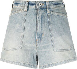 High-Waisted Denim Shorts-AZ