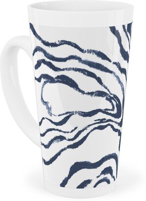 Mugs: Oysters Paisley - Navy Tall Latte Mug, 17Oz, Blue