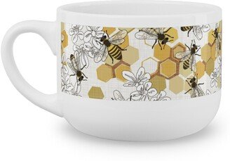 Mugs: Save The Honey Bees - Yellow Latte Mug, White, 25Oz, Yellow