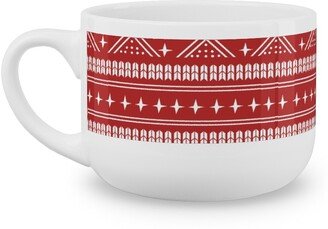 Mugs: Nordic Sweater - Red Latte Mug, White, 25Oz, Red